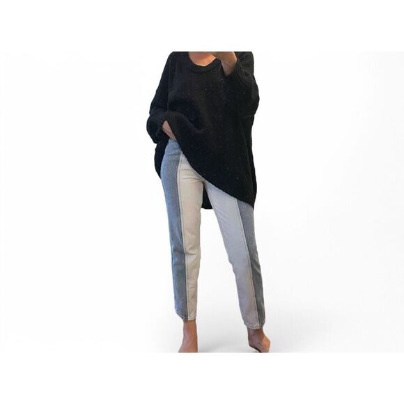 Pacsun Women's Mom Jeans Sz.26 Two Tone Cut and Sew Frayed High Rise Tapered - Picture 4 of 11